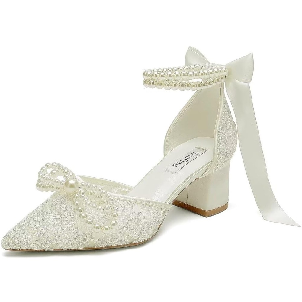 Elegant White Pearl Embellished Heels